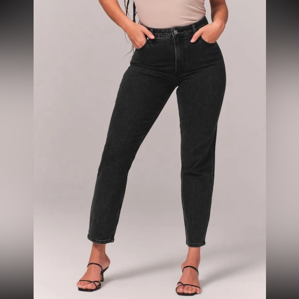 Abercrombie & Fitch Women's Dark Gray Straight Leg Jeans